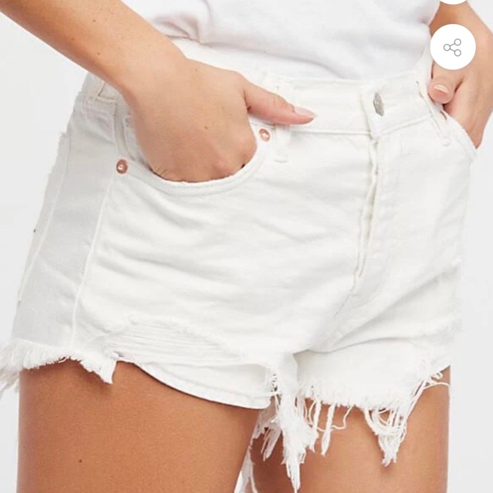 Free People Loving Good Vibrations Cut Off Denim Shorts White Size 28
